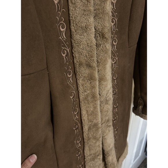 Vintage 90s Y2K Espirit Penny Lane Coat Womens S Tan Faux Suede Boho Festival - Picture 4 of 8